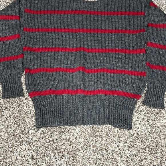 Vintage POLO RALPH LAUREN Gray Red Wool CROWN CREST Embroidered SWEATER Mens XL - Picture 8 of 8
